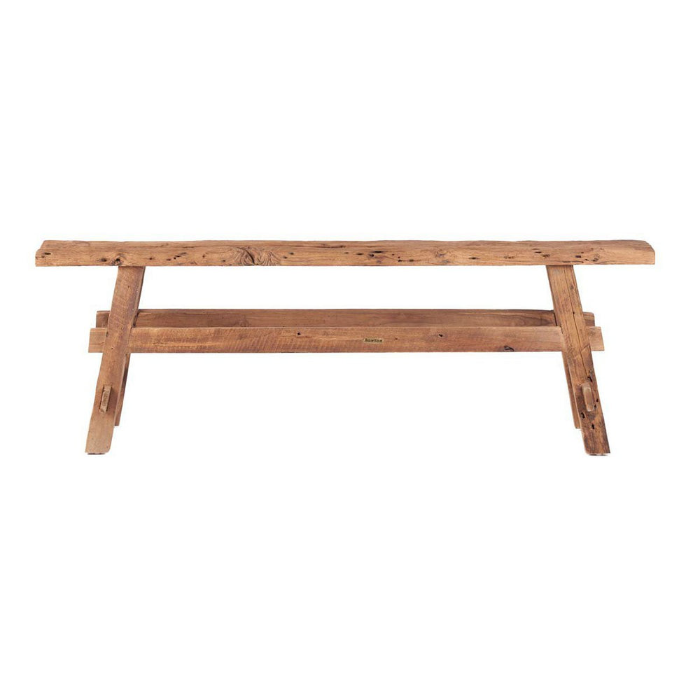 Natural teak wood rustic bench