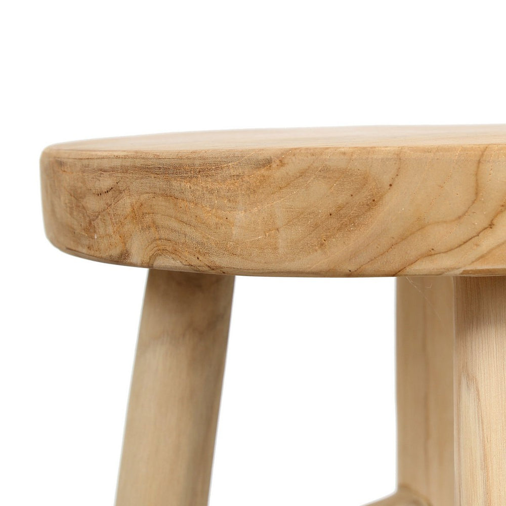 Natural teak wood bar stool with flared legs