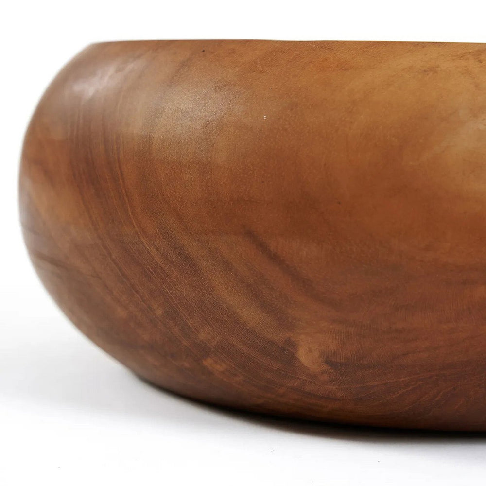 Brown teak wood fruit bowl