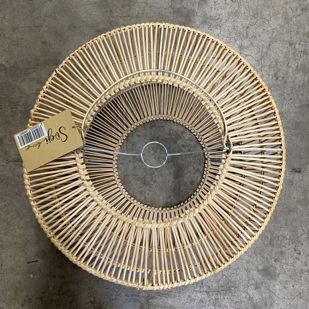 Beige rattan pendant lampshade with metal frame