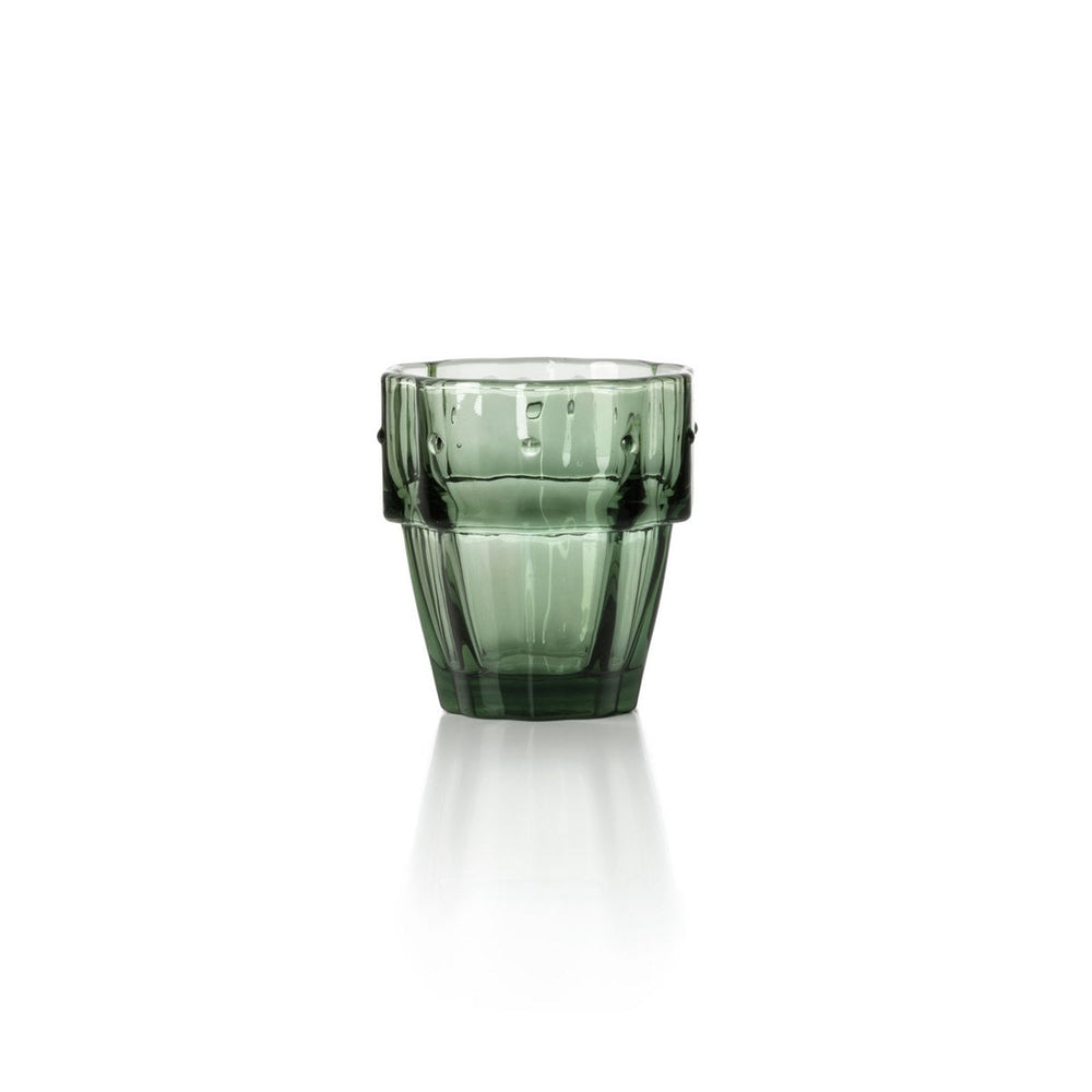 Green textured glass stacking cups and mugs set