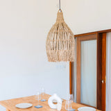 Beige woven seagrass pendant lampshade