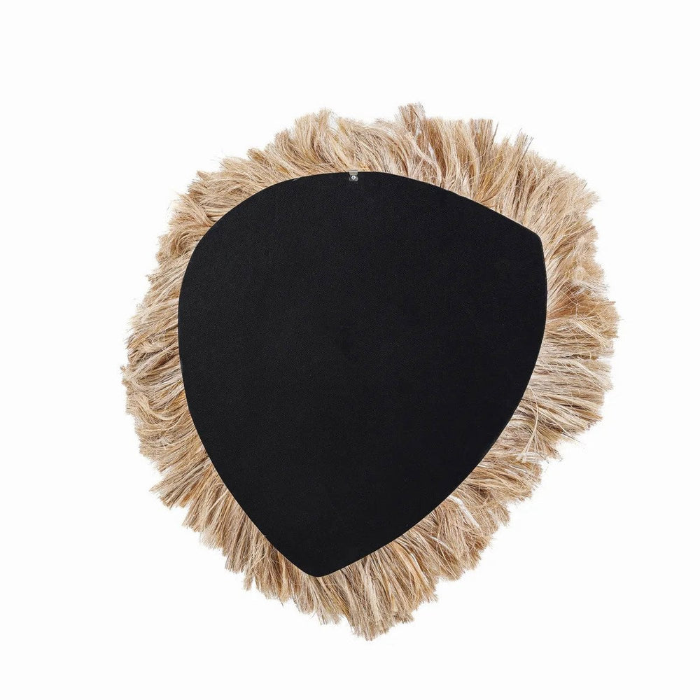 Beige round grass-framed mirror