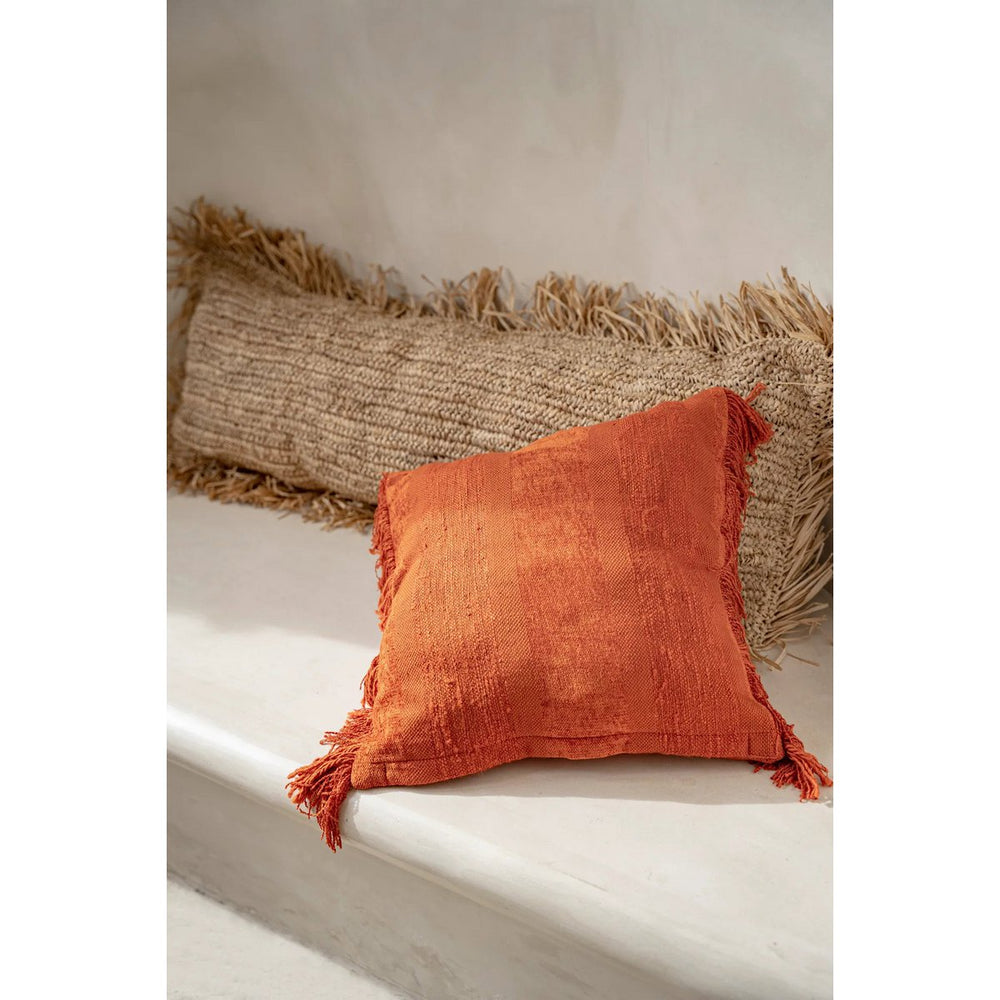Natural raffia rectangular cushion cover
