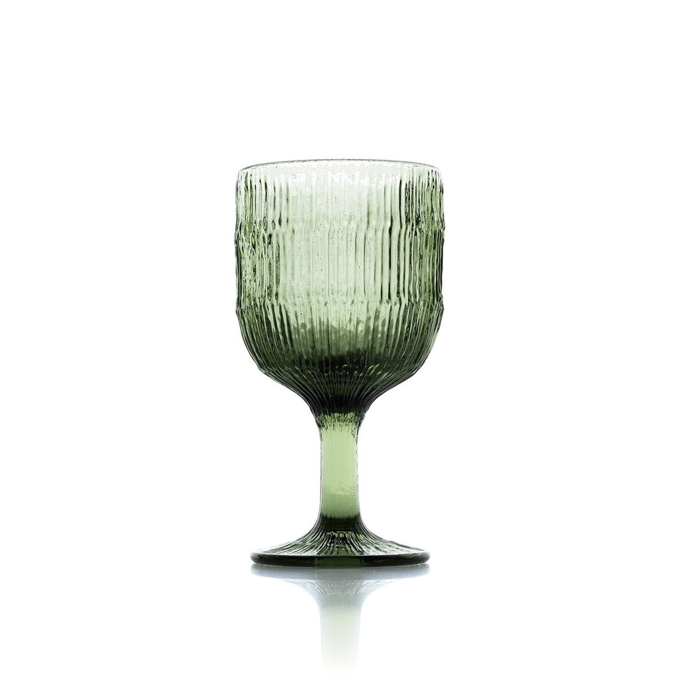 Green ripple glass wine glass