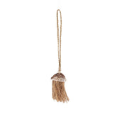 Natural raffia tassel with shell accent