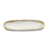 Beige ceramic oval platter