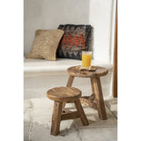Natural reclaimed teak wood stool with three legs