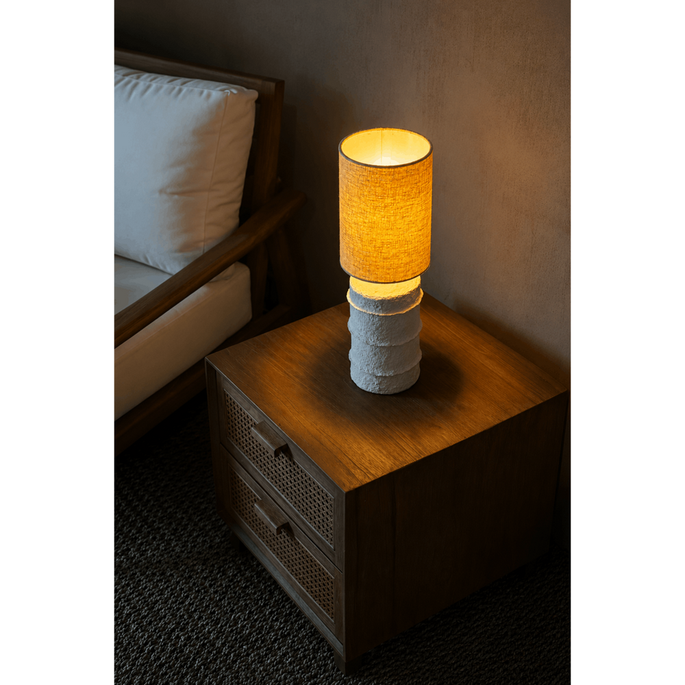 White papier-mâché table lamp