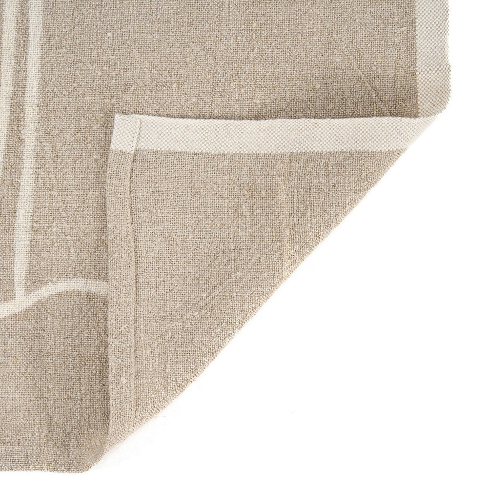 Natural white linen kitchen towel with palm tree print