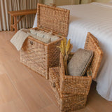 Brown water hyacinth trunk basket with hinged lid