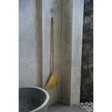 Natural grass decorative broom with tall handle