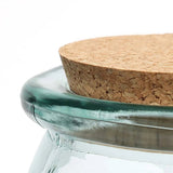 Blue recycled glass storage jar with cork lid