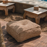Beige woven raffia pouf