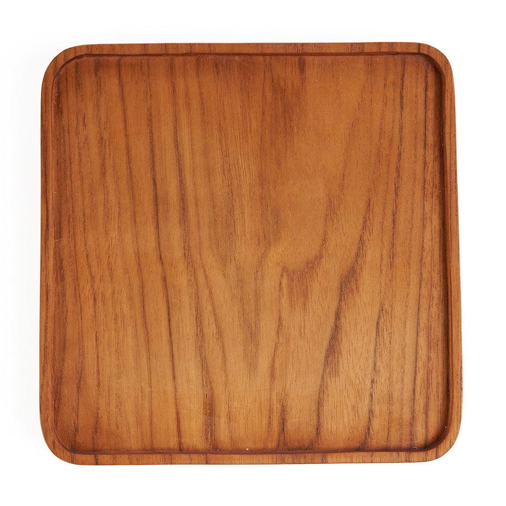 Natural teak square wooden plate