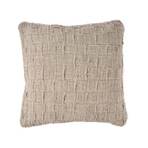 Natural woven linen cushion cover with damier pattern