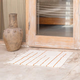 Handwoven Cotton Rug Gianyar – White & Brown Bathroom Mat 64x51 cm