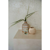 Natural concrete-look vase with rattan detail