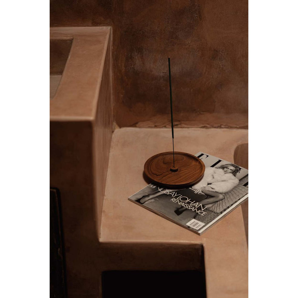 Natural teak wood incense holder