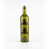Olive green recycled glass stackable oil bottle set