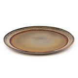 Multi-colored crackle glaze stoneware dinner plate