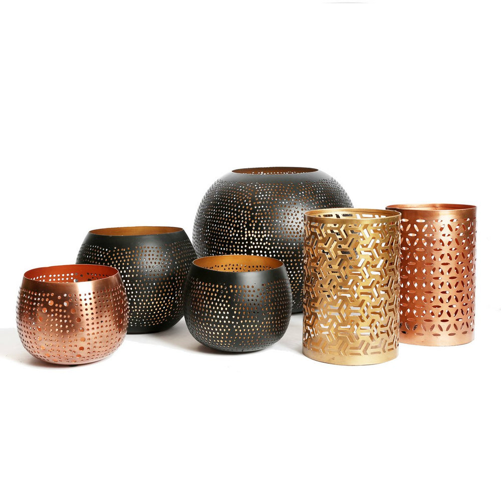Gold brass zigzag candle holder