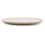 White stoneware salad plate with brown rim