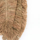 Beige handwoven raffia leaf-shaped wall decor