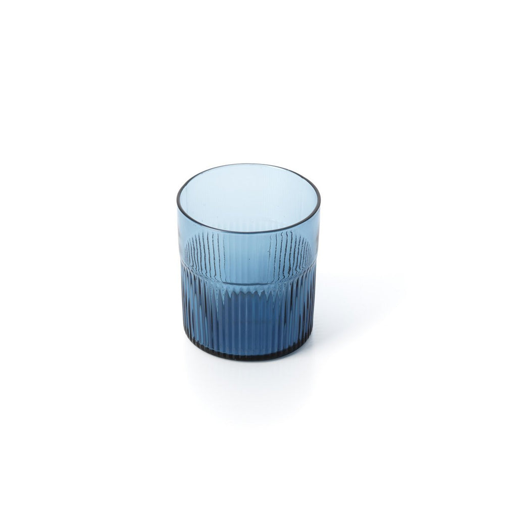 Blue rippled glass tumbler