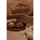 Brown woven rattan food cover