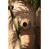 Natural grass framed round mirror