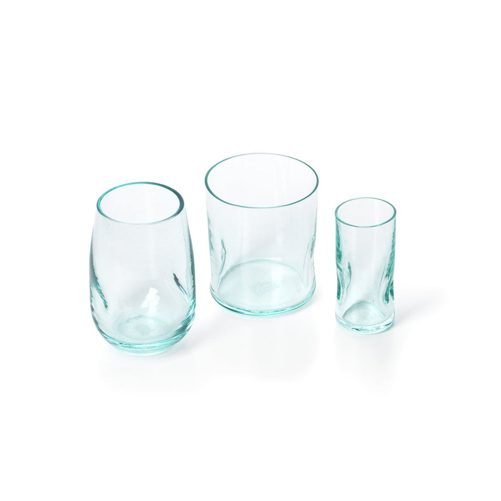 Blue recycled glass drinking glass