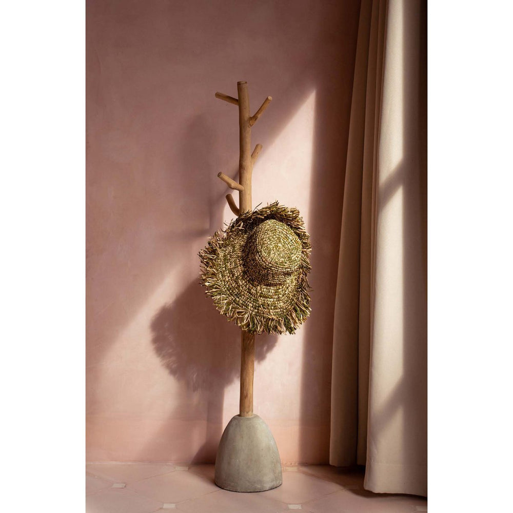 Natural wood and concrete coat hanger