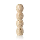 Beige travertine taper candle holder