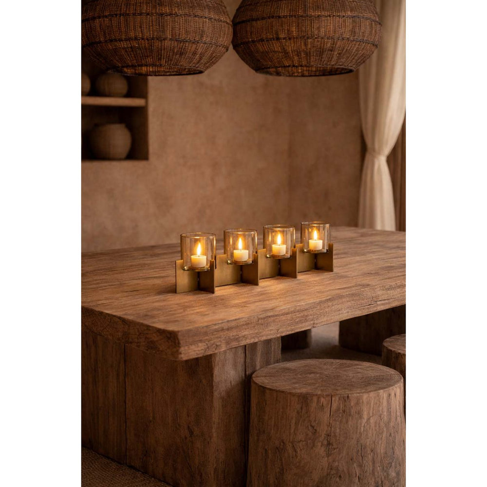 Gold brass 4-arm candle holder