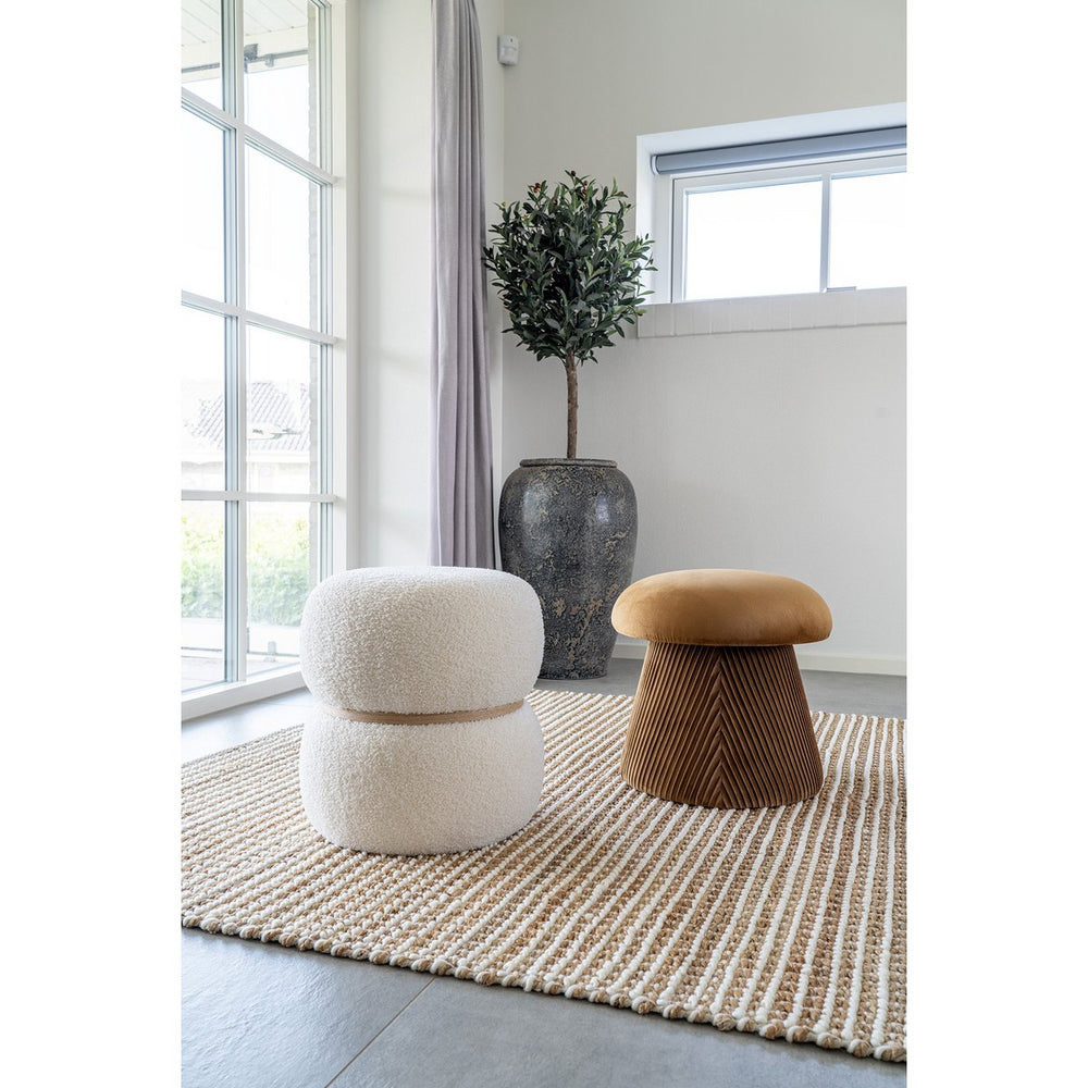 White teddy fabric pouf