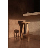 Natural teak wood bar stool with flared legs