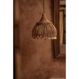 Natural abaca tassel pendant light