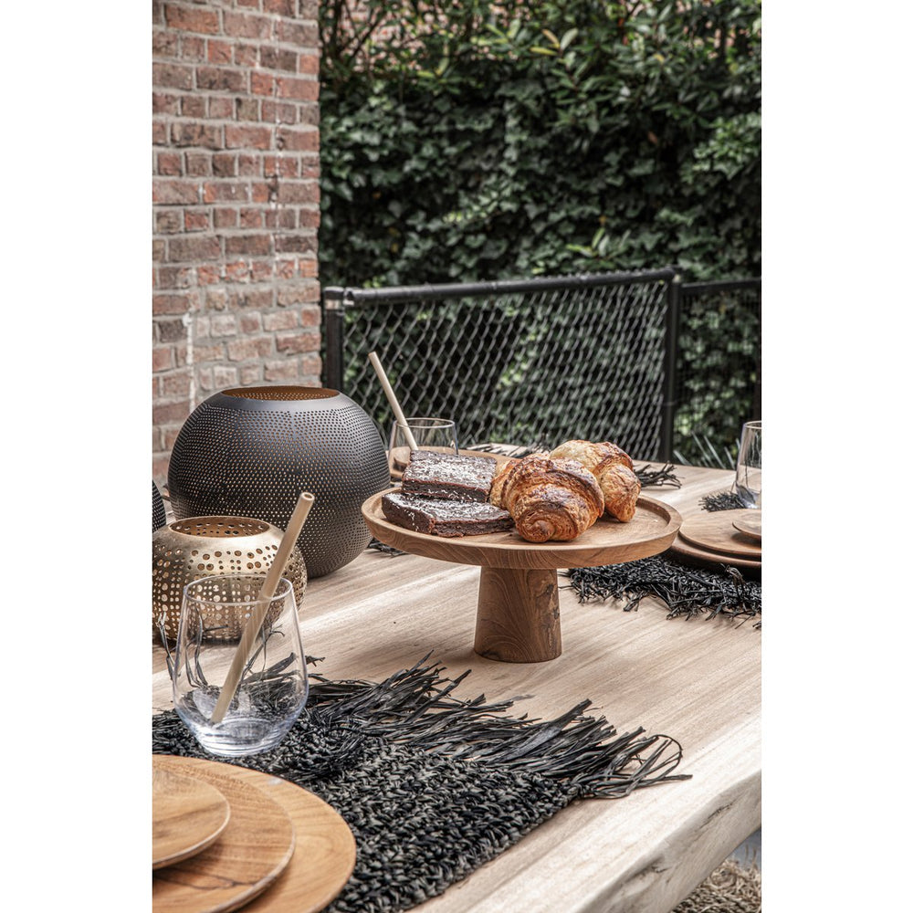 Black and gold pierced brass candle holder