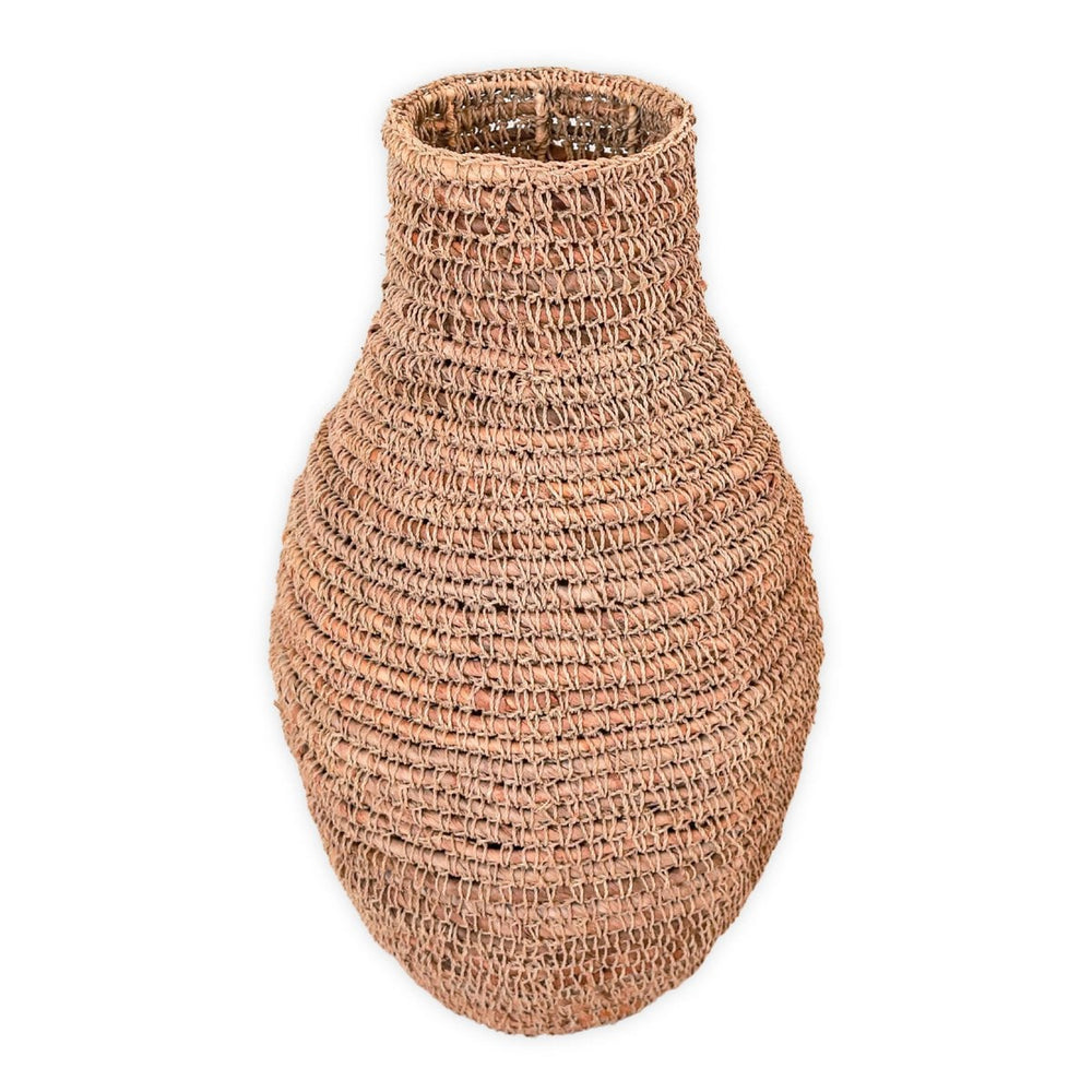 Brown woven banana fibre boho vase