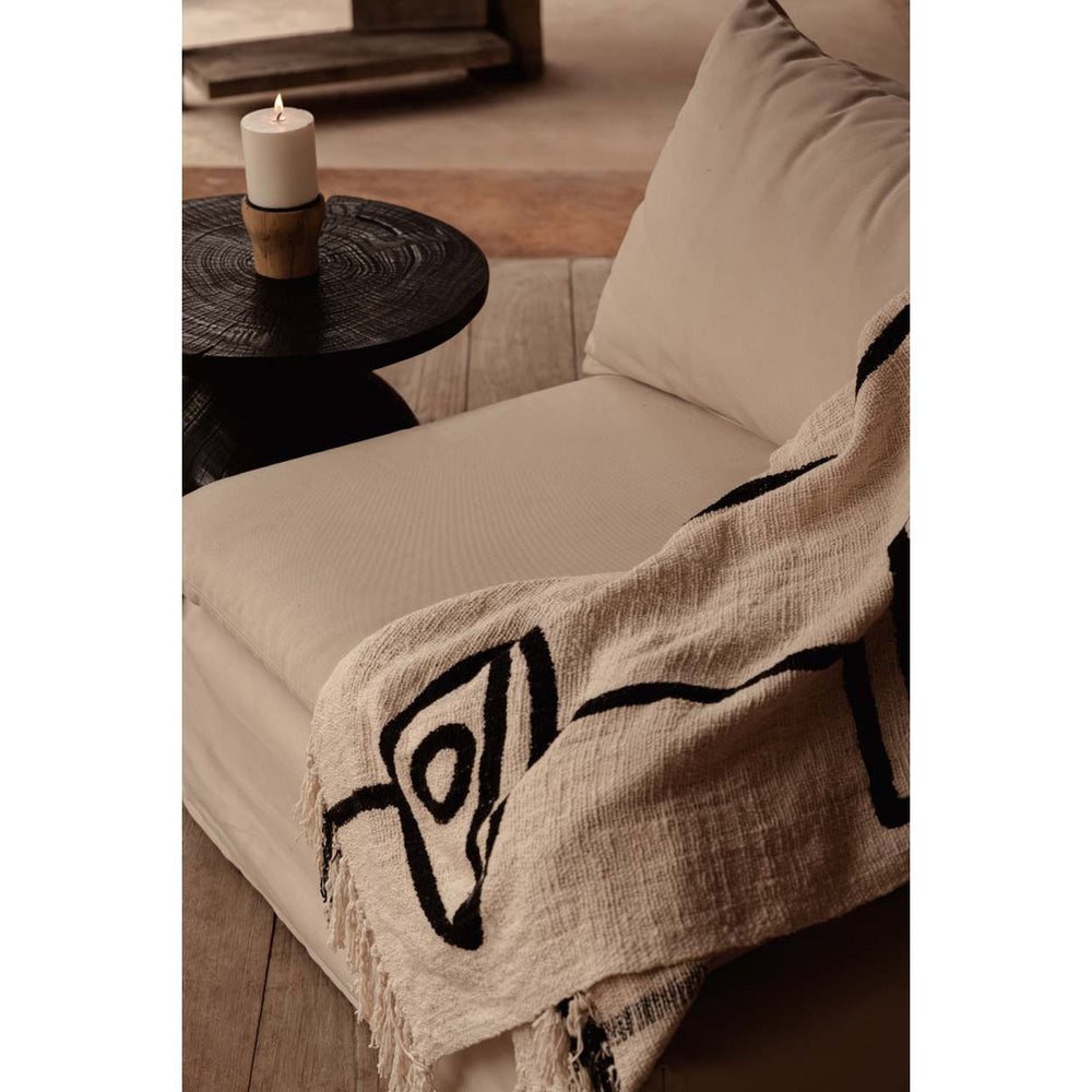 Black cotton throw with Evil Eye design