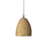 Brown papier-mâché pendant lamp with rounded silhouette