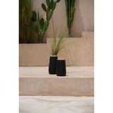Black terracotta vase with raffia detail