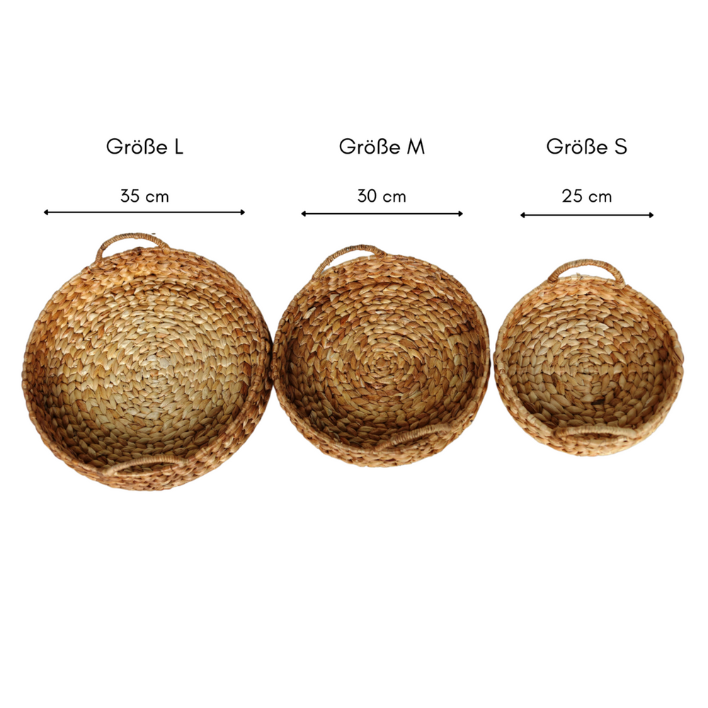 Beige woven water hyacinth tray with metal frame