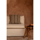 Natural black striped linen and velvet cushion cover