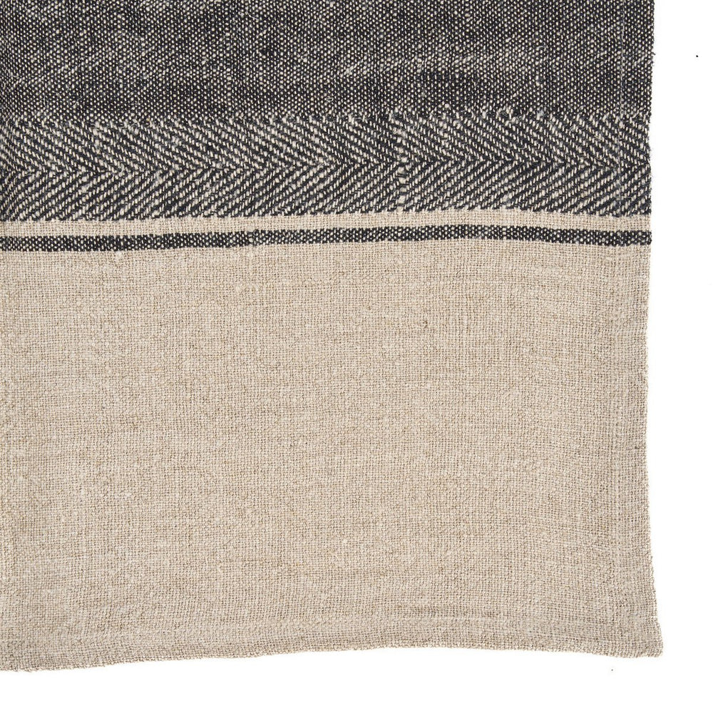 Natural black linen kitchen towel