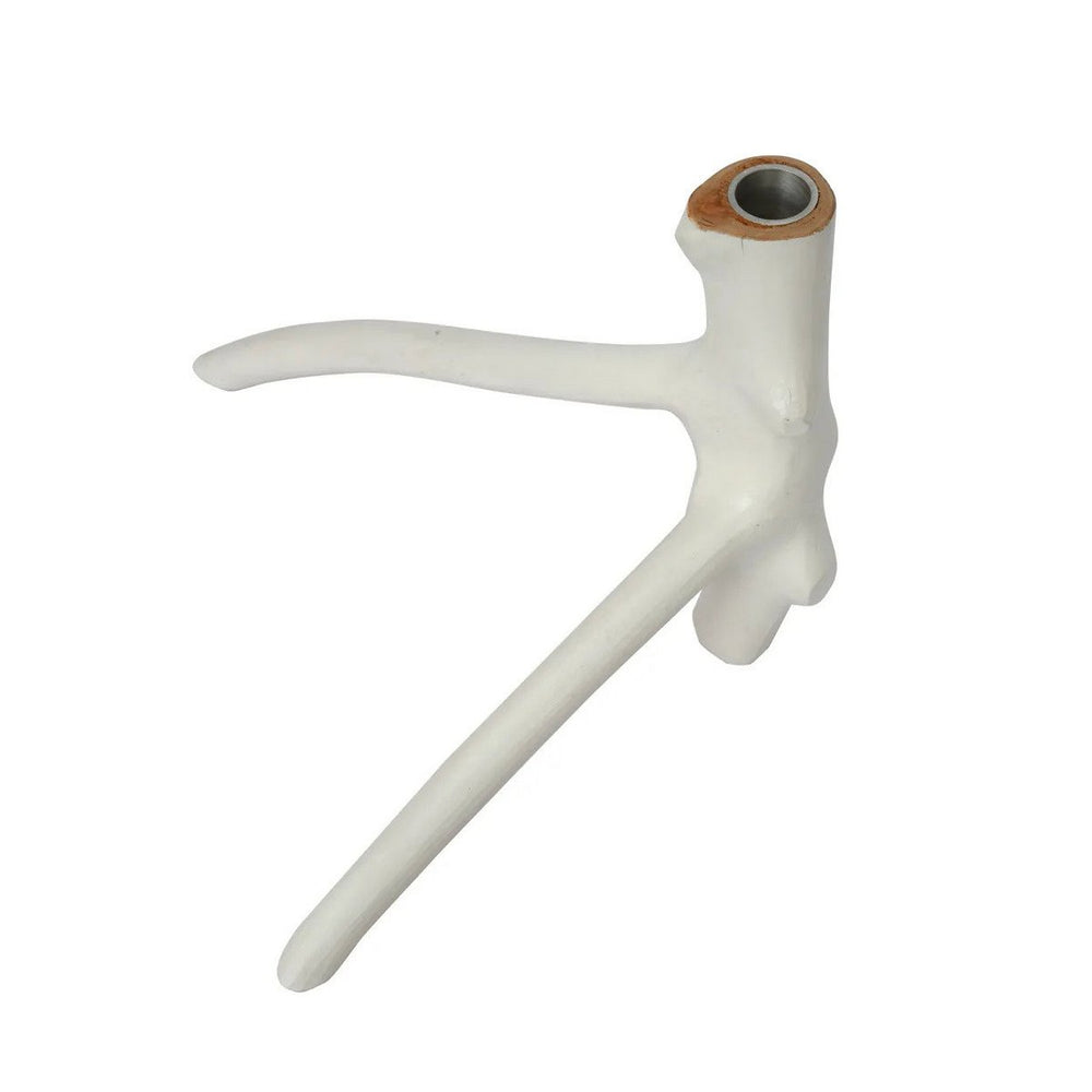White ceramic pipe with wooden bowl on a white background