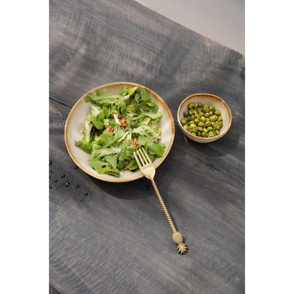 White stoneware small bowl plate with gold accent