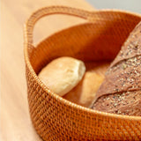 Brown woven rattan storage basket