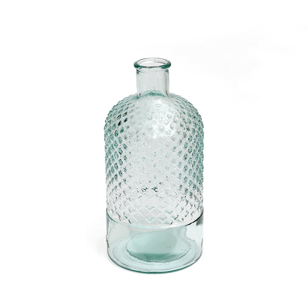 Blue textured glass bottle